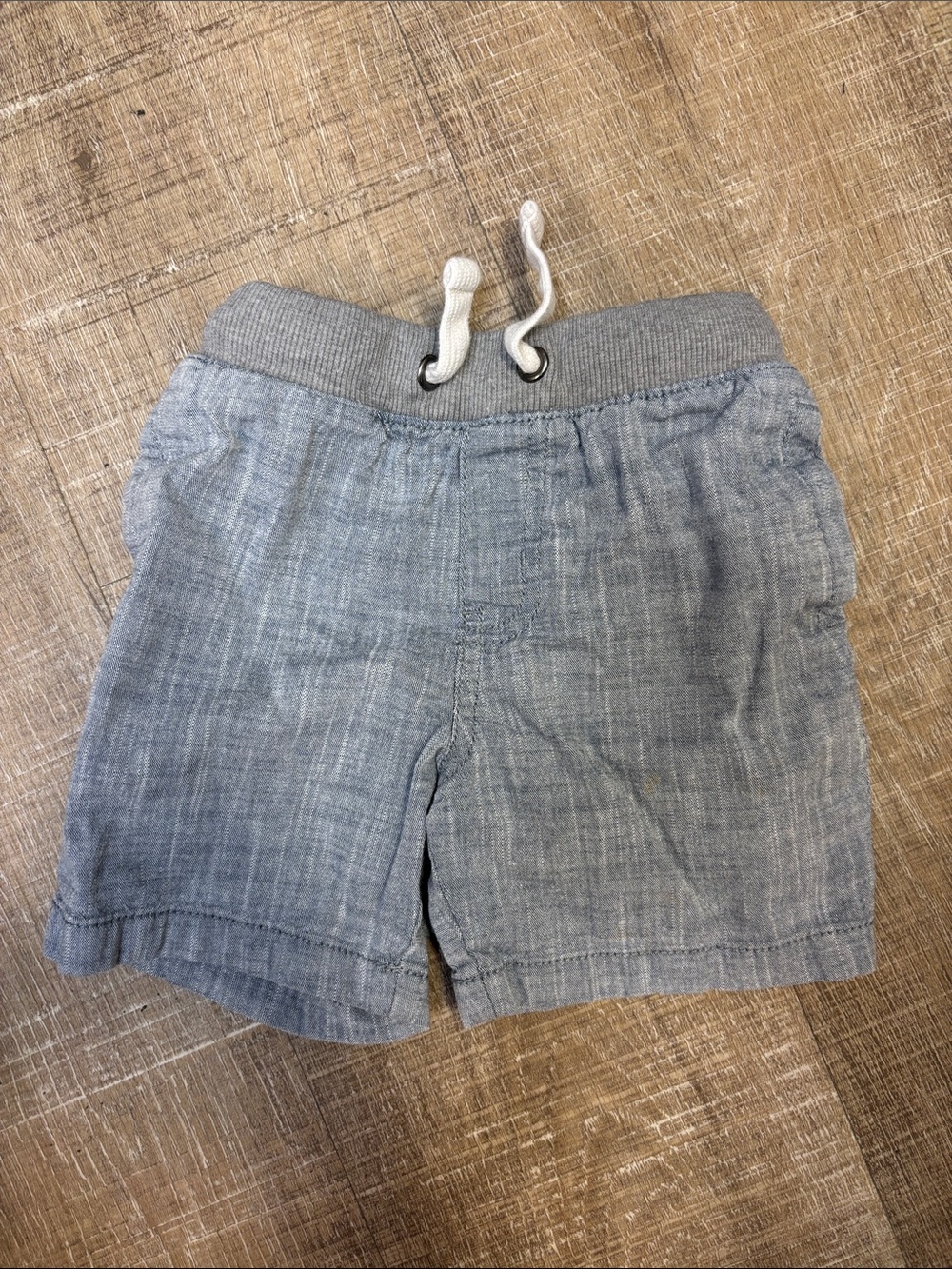 Kids Gray Drawstring Waist Linen-Blend Shorts
